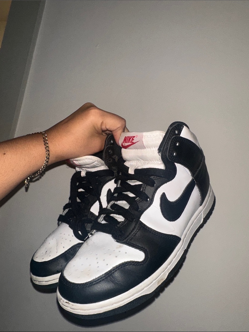 Nike Kids Black and White High-Top Sneaker with Swoosh